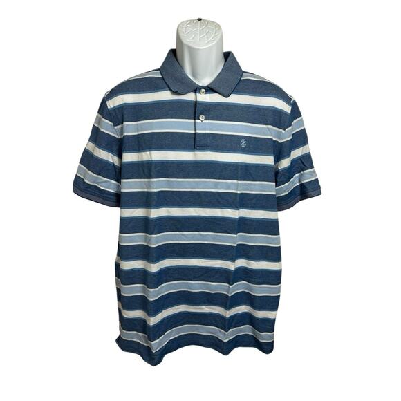 Men's IZOD Advantage Polo Shirt Sz L Blue White Striped Performance Stretch Golf - Picture 3 of 6